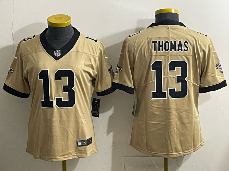 Youth 2025 New Orleans Saints 13 Thomas golden Limited NFL Jersey style 02